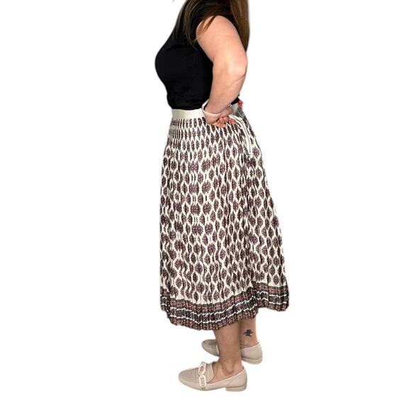 MADEWELL Cream Pink Floral Pleated Midi Skirt Women's Size 10 Preppy Colorful - Picture 8 of 9